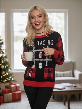 Spencer's Black & Red Holiday Interactive Sweater